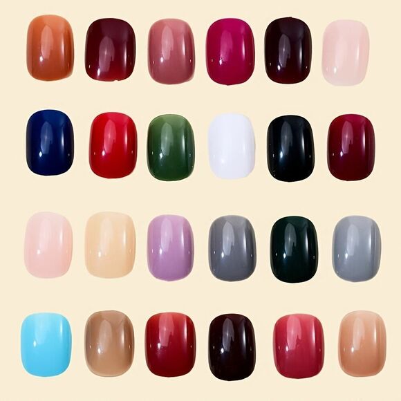 576pcs Pure Color Press-On Nails Set - Mixed Color System Short Square - Picture 6 of 9